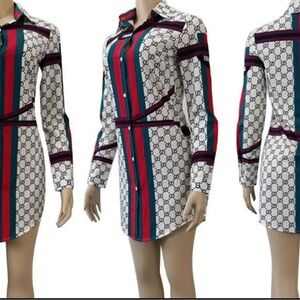 Stylish Women's Patterned Shirt Dress